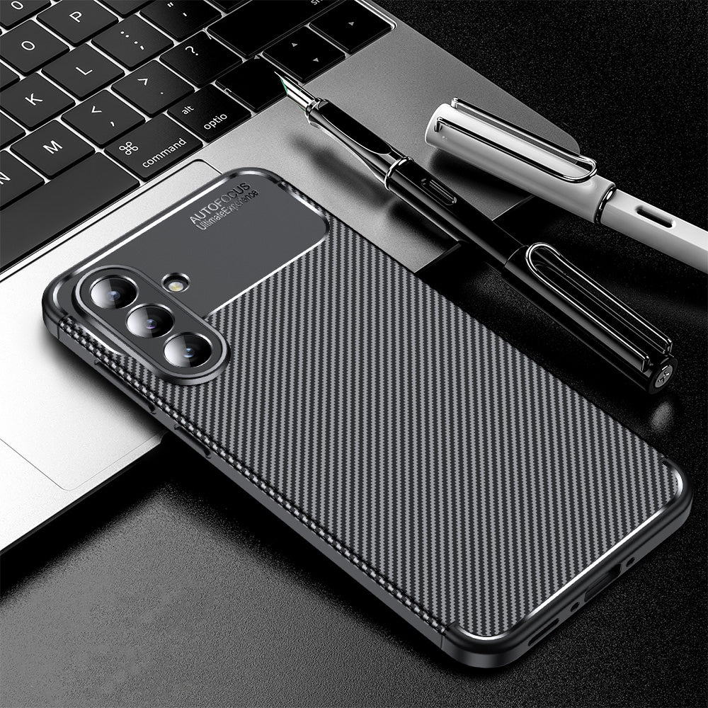 Husa pentru Samsung Galaxy A56 A566, Techsuit, CarbonFiber, Neagra