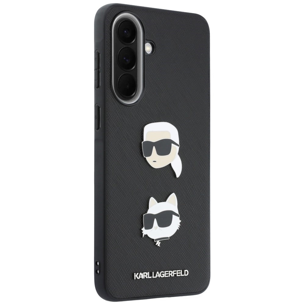 Husa pentru Samsung Galaxy A57 5G, Karl Lagerfeld, Grained Karl & Choupette's Heads Pins and Logo, Neagra
