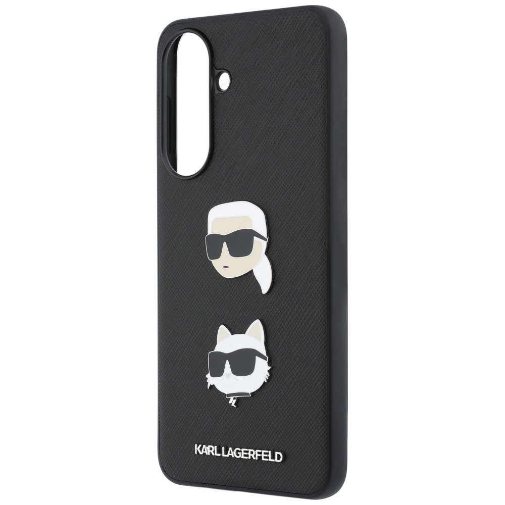 Husa pentru Samsung Galaxy A57 5G, Karl Lagerfeld, Grained Karl & Choupette's Heads Pins and Logo, Neagra