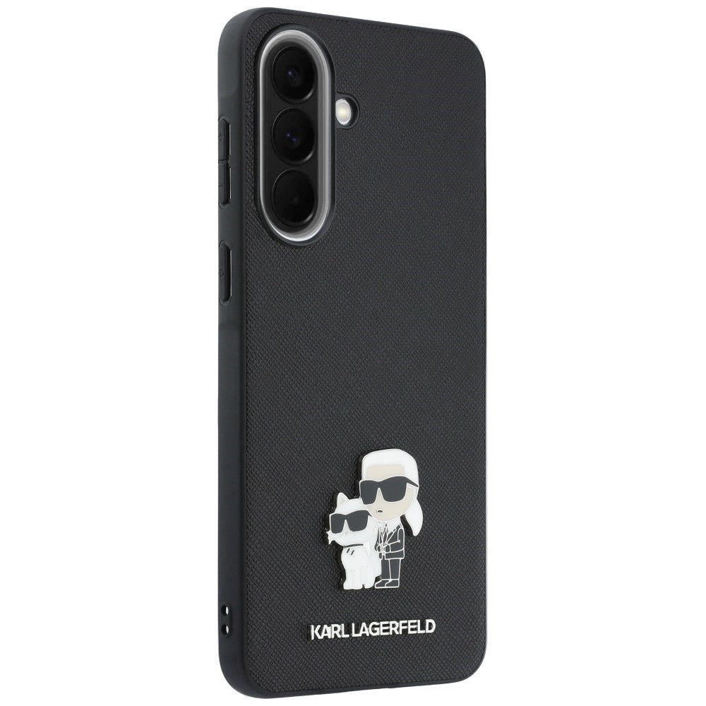 Husa pentru Samsung Galaxy A57 5G, Karl Lagerfeld, Saffiano Karl & Choupette Metal, Neagra