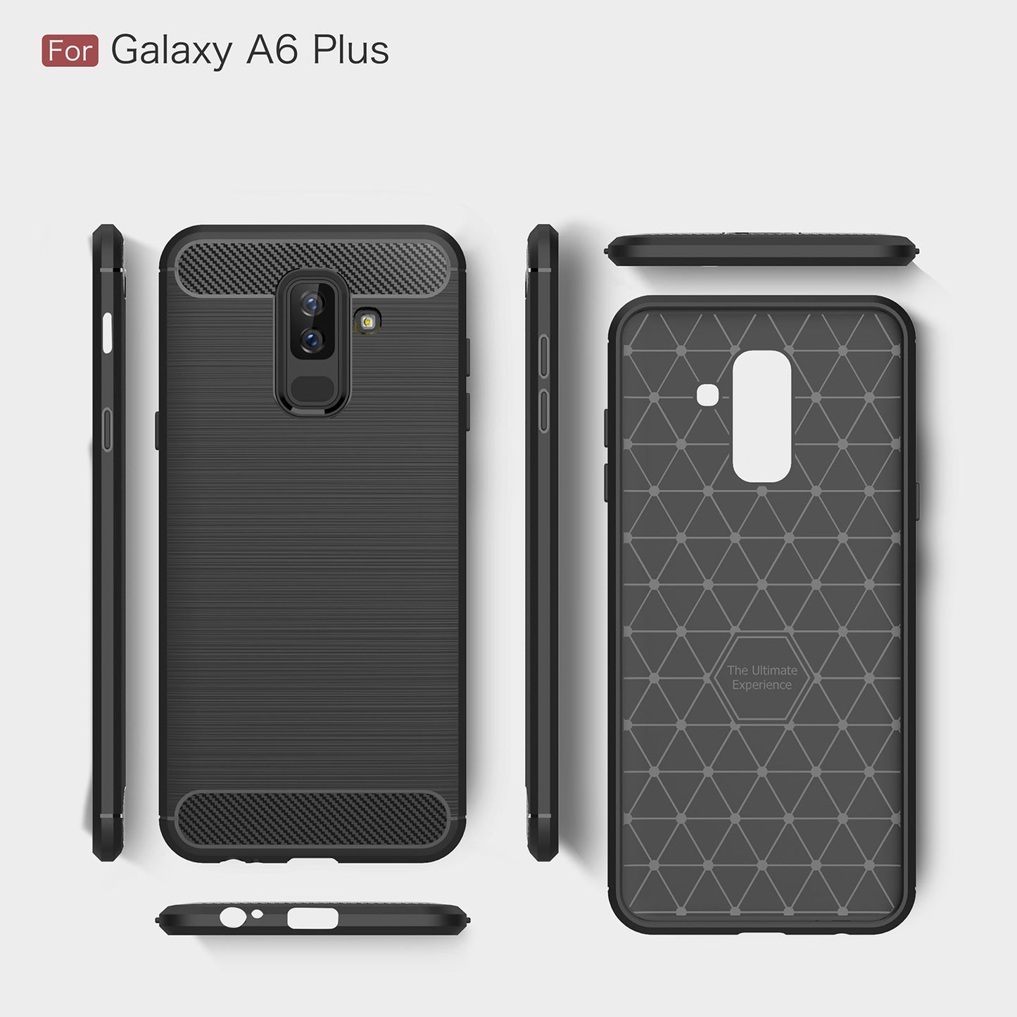 Husa pentru Samsung Galaxy A6 Plus (2018) A605, Techsuit, Carbon, Neagra