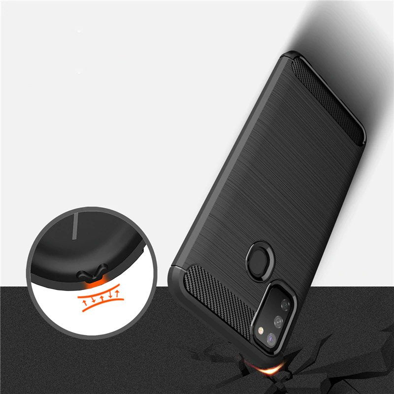 Husa pentru Samsung Galaxy M21 M215 / M30s M307, Techsuit, Carbon, Neagra