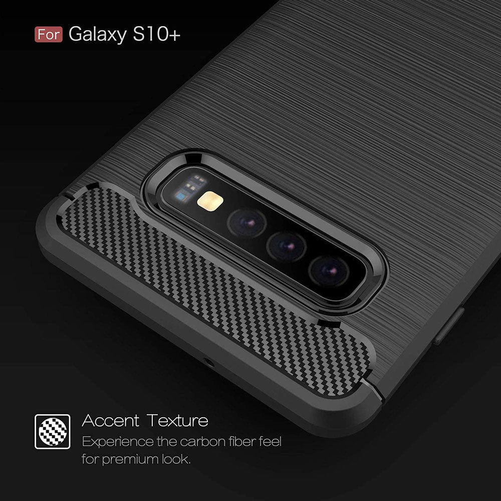 Husa pentru Samsung Galaxy S10+ G975, Techsuit, Carbon, Neagra