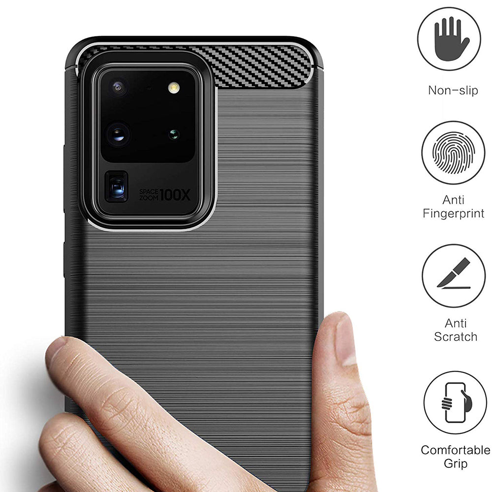 Husa pentru Samsung Galaxy S20 Ultra 5G G988 / S20 Ultra G988, Techsuit, Carbon, Neagra
