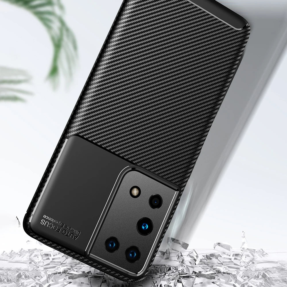 Husa pentru Samsung Galaxy S21 Ultra 5G G998, Techsuit, CarbonFiber, Neagra