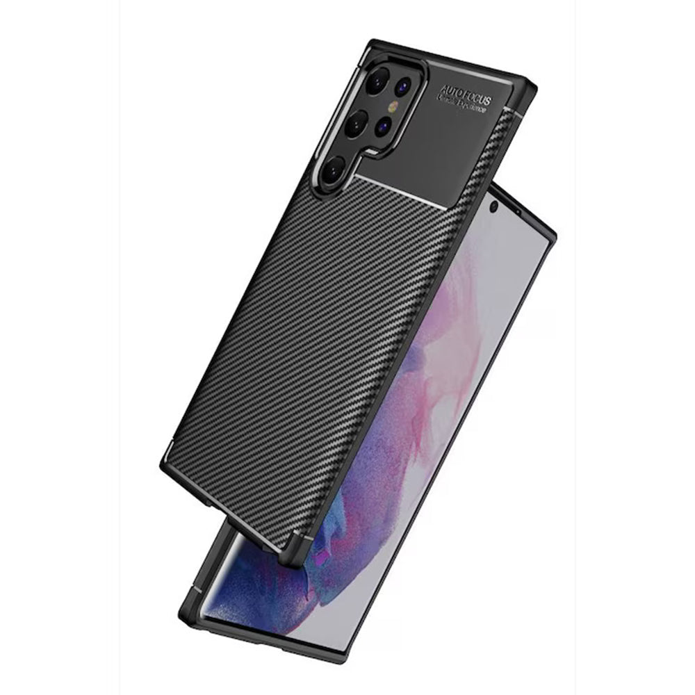Husa pentru Samsung Galaxy S22 Ultra 5G S908, Techsuit, CarbonFiber, Neagra
