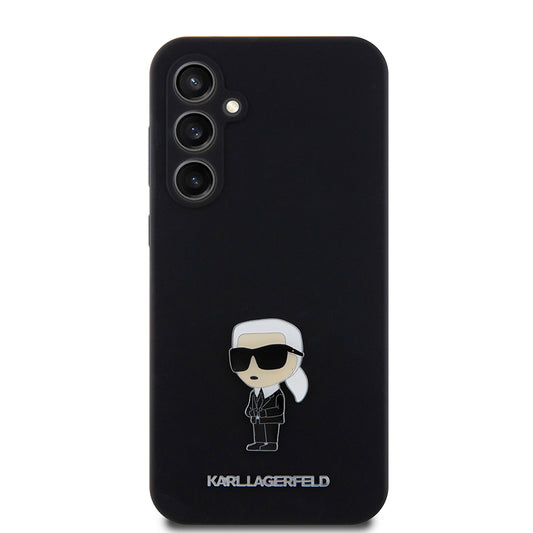 Husa pentru Samsung Galaxy S23 FE S711, Karl Lagerfeld, Silicone Ikonik Karl Metal, Neagra