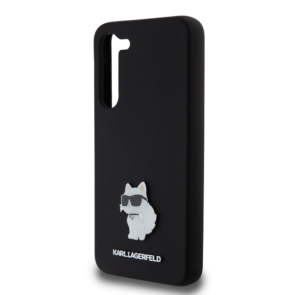 Husa pentru Samsung Galaxy S23+ S916, Karl Lagerfeld, Silicone Choupette Metal, Neagra