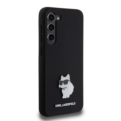 Husa pentru Samsung Galaxy S23+ S916, Karl Lagerfeld, Silicone Choupette Metal, Neagra