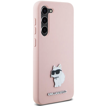 Husa pentru Samsung Galaxy S23+ S916, Karl Lagerfeld, Silicone Choupette Metal, Roz