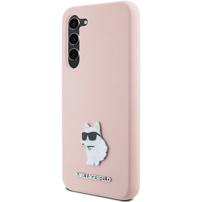 Husa pentru Samsung Galaxy S23+ S916, Karl Lagerfeld, Silicone Choupette Metal, Roz