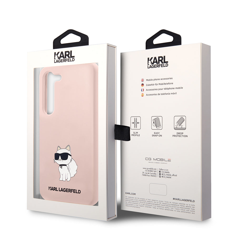 Husa pentru Samsung Galaxy S23+ S916, Karl Lagerfeld, Silicone Choupette, Roz