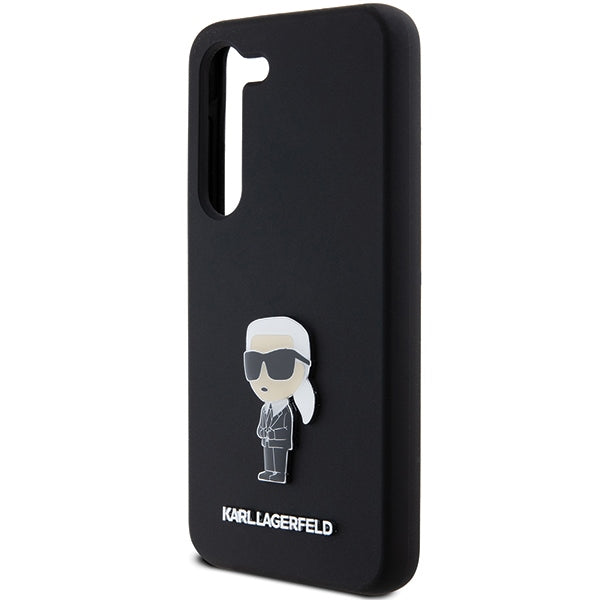 Husa pentru Samsung Galaxy S23+ S916, Karl Lagerfeld, Silicone Ikonik Karl Metal, Neagra
