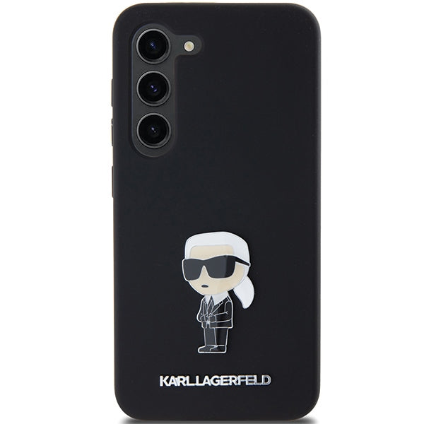 Husa pentru Samsung Galaxy S23+ S916, Karl Lagerfeld, Silicone Ikonik Karl Metal, Neagra
