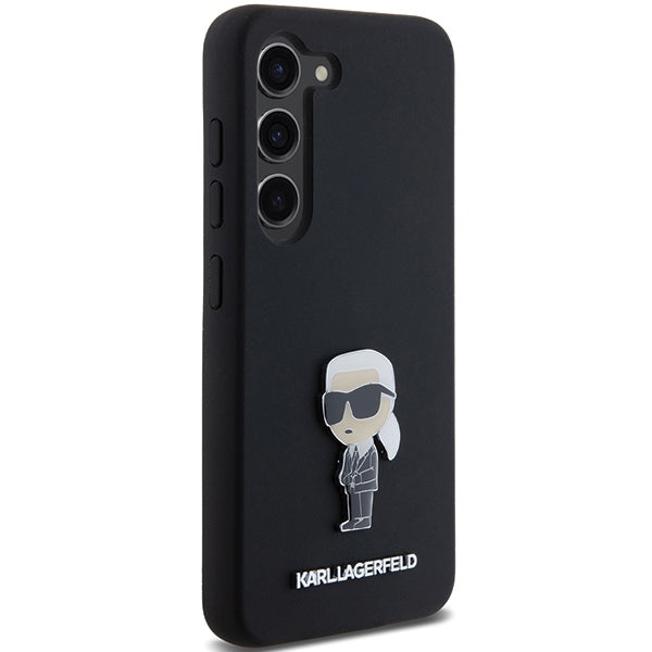 Husa pentru Samsung Galaxy S23+ S916, Karl Lagerfeld, Silicone Ikonik Karl Metal, Neagra