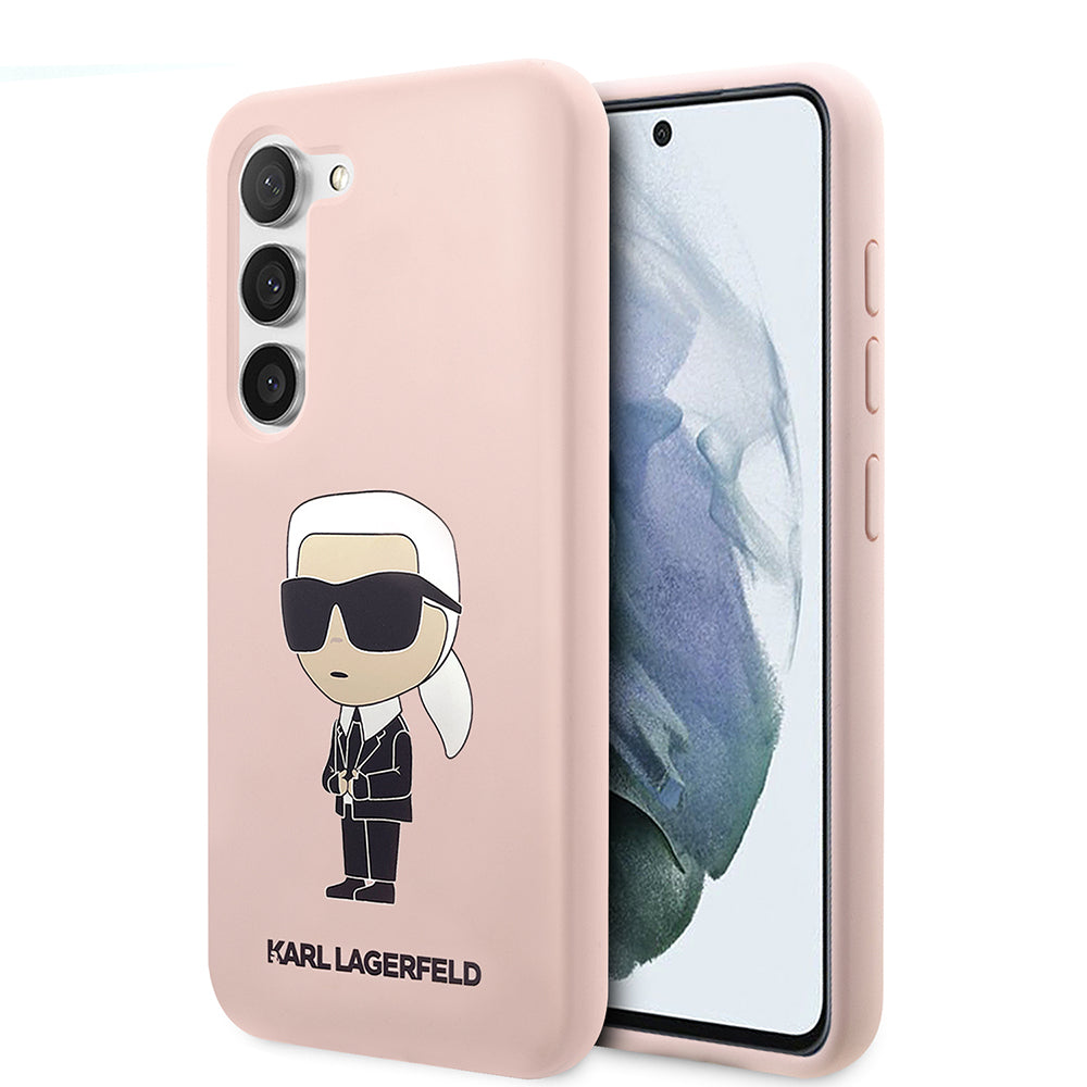 Husa pentru Samsung Galaxy S23+ S916, Karl Lagerfeld, Silicone Ikonik Karl, Roz