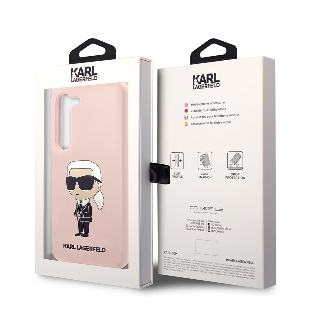 Husa pentru Samsung Galaxy S23+ S916, Karl Lagerfeld, Silicone Ikonik Karl, Roz