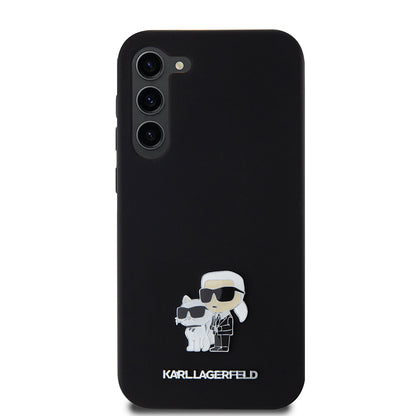 Husa pentru Samsung Galaxy S23+ S916, Karl Lagerfeld, Silicone Karl & Choupette Metal, Neagra