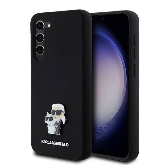 Husa pentru Samsung Galaxy S23+ S916, Karl Lagerfeld, Silicone Karl & Choupette Metal, Neagra