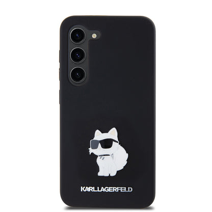 Husa pentru Samsung Galaxy S23 S911, Karl Lagerfeld, Silicone Choupette Metal, Neagra