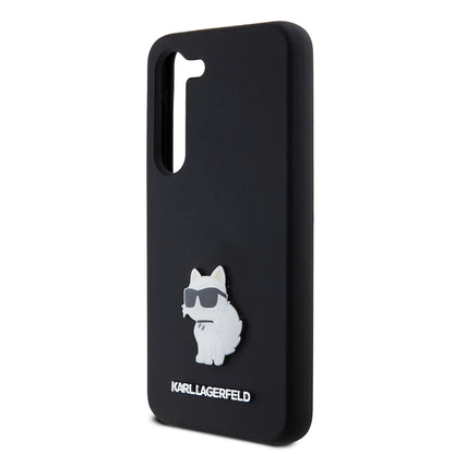 Husa pentru Samsung Galaxy S23 S911, Karl Lagerfeld, Silicone Choupette Metal, Neagra