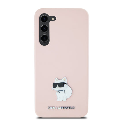 Husa pentru Samsung Galaxy S23 S911, Karl Lagerfeld, Silicone Choupette Metal, Roz