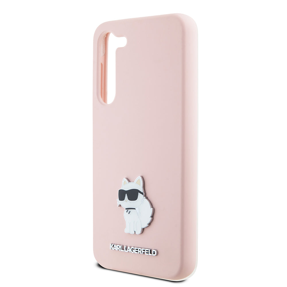 Husa pentru Samsung Galaxy S23 S911, Karl Lagerfeld, Silicone Choupette Metal, Roz