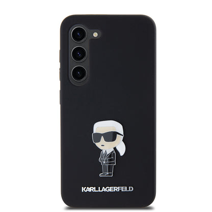Husa pentru Samsung Galaxy S23 S911, Karl Lagerfeld, Silicone Ikonik Karl Metal, Neagra