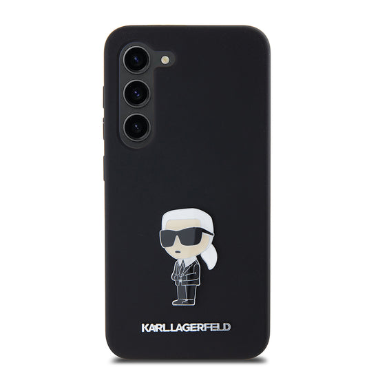 Husa pentru Samsung Galaxy S23 S911, Karl Lagerfeld, Silicone Ikonik Karl Metal, Neagra