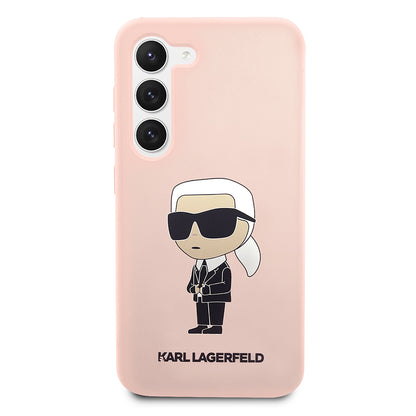 Husa pentru Samsung Galaxy S23 S911, Karl Lagerfeld, Silicone Ikonik Karl, Roz