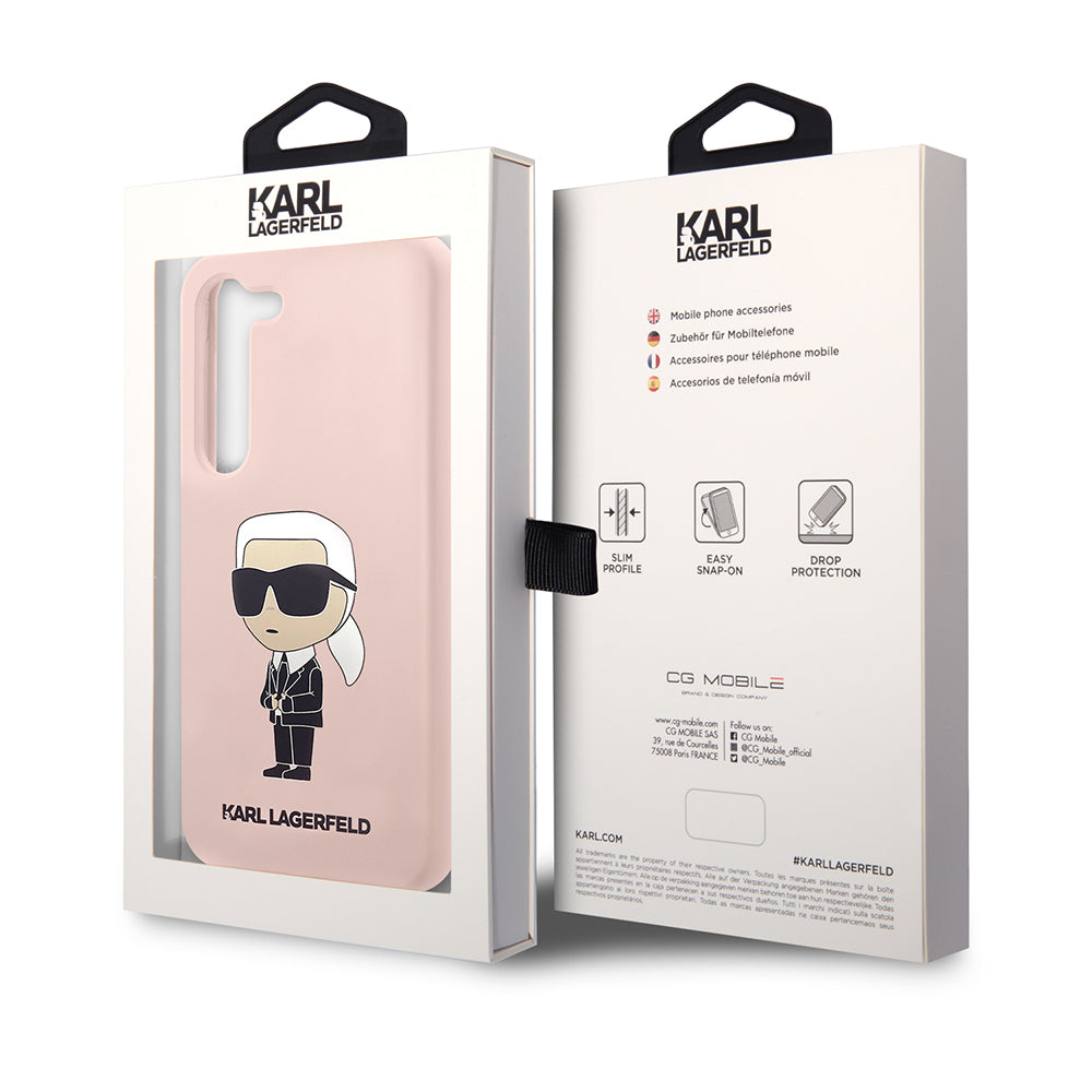 Husa pentru Samsung Galaxy S23 S911, Karl Lagerfeld, Silicone Ikonik Karl, Roz