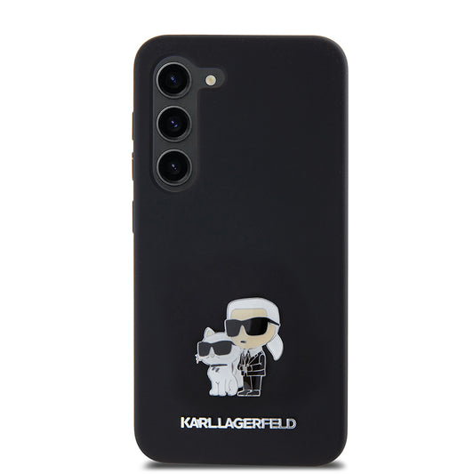 Husa pentru Samsung Galaxy S23 S911, Karl Lagerfeld, Silicone Karl & Choupette Metal, Neagra
