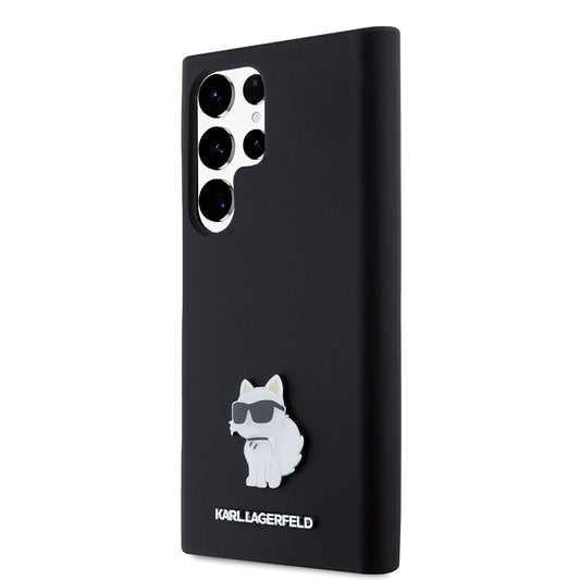 Husa pentru Samsung Galaxy S23 Ultra S918, Karl Lagerfeld, Silicone Choupette, Neagra