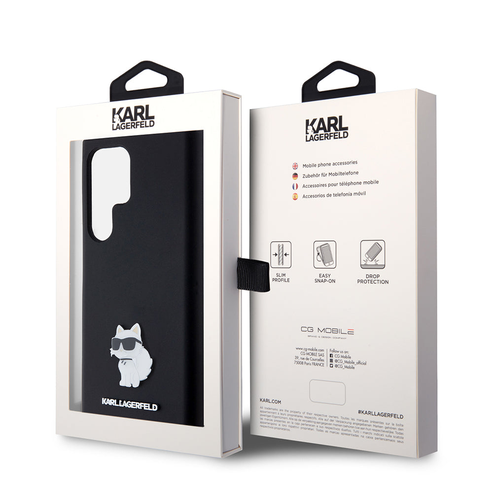 Husa pentru Samsung Galaxy S23 Ultra S918, Karl Lagerfeld, Silicone Choupette, Neagra