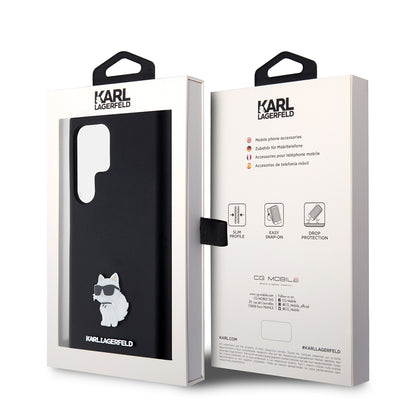Husa pentru Samsung Galaxy S23 Ultra S918, Karl Lagerfeld, Silicone Choupette, Neagra