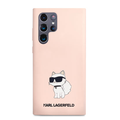 Husa pentru Samsung Galaxy S23 Ultra S918, Karl Lagerfeld, Silicone Choupette, Roz