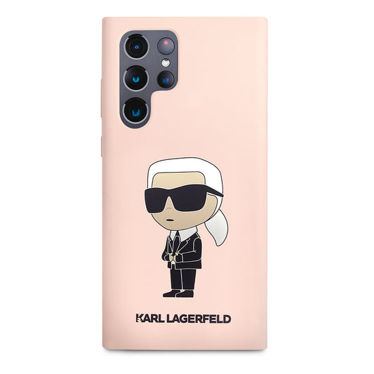 Husa pentru Samsung Galaxy S23 Ultra S918, Karl Lagerfeld, Silicone Ikonik Karl, Roz