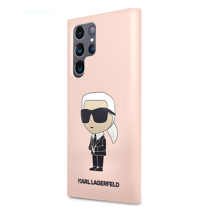 Husa pentru Samsung Galaxy S23 Ultra S918, Karl Lagerfeld, Silicone Ikonik Karl, Roz