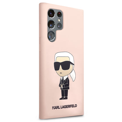 Husa pentru Samsung Galaxy S23 Ultra S918, Karl Lagerfeld, Silicone Ikonik Karl, Roz