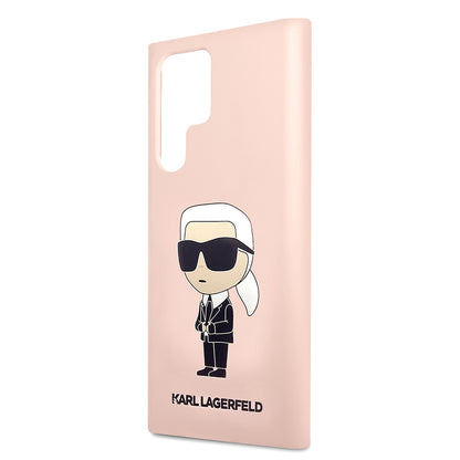 Husa pentru Samsung Galaxy S23 Ultra S918, Karl Lagerfeld, Silicone Ikonik Karl, Roz