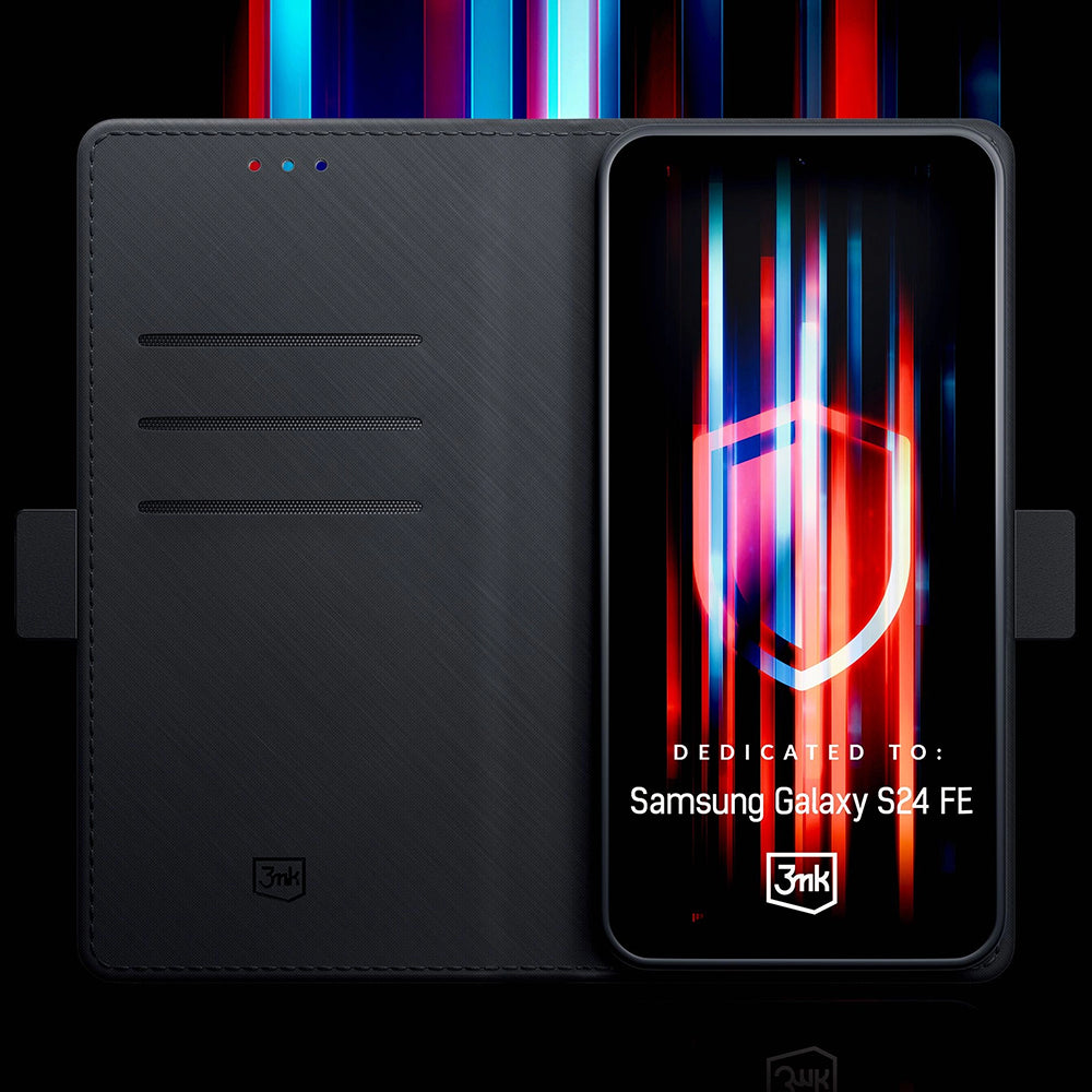 Husa pentru Samsung Galaxy S24 FE S721, 3MK, Wallet, Neagra