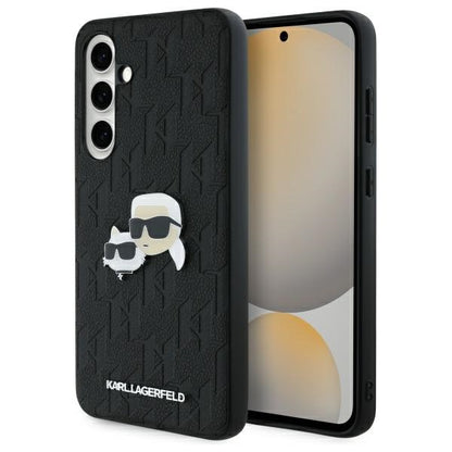 Husa pentru Samsung Galaxy S24 FE S721, Karl Lagerfeld, Monogram Karl & Choupette's Heads, Neagra