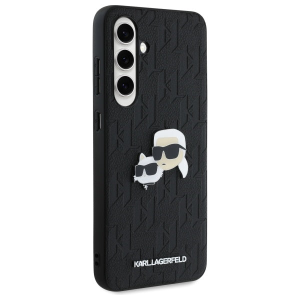 Husa pentru Samsung Galaxy S24 FE S721, Karl Lagerfeld, Monogram Karl & Choupette's Heads, Neagra