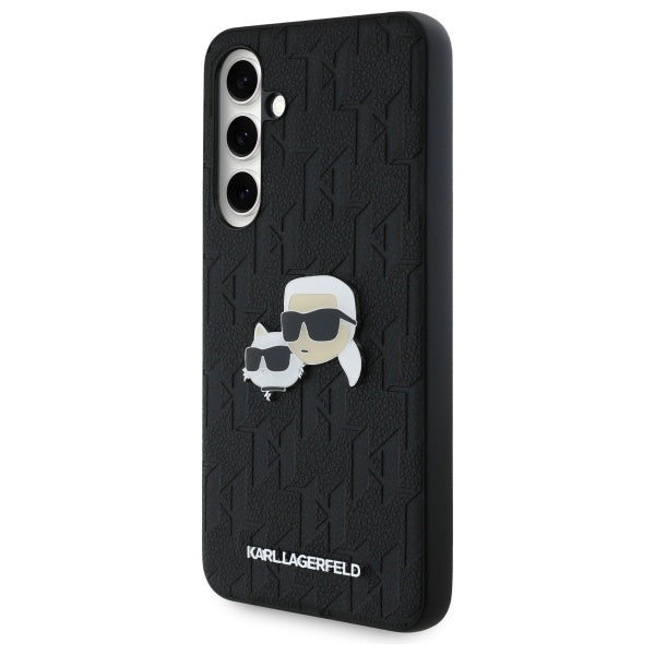 Husa pentru Samsung Galaxy S24 FE S721, Karl Lagerfeld, Monogram Karl & Choupette's Heads, Neagra