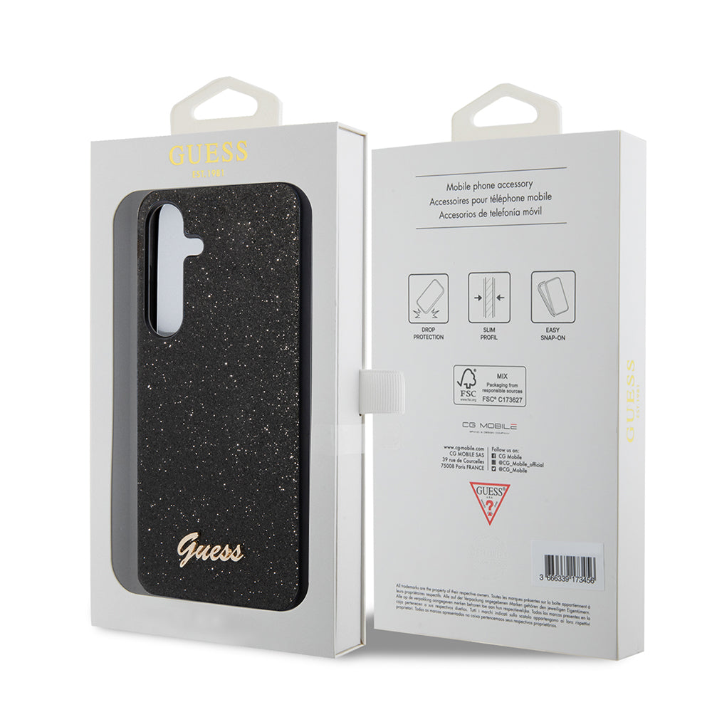 Husa pentru Samsung Galaxy S24+ S926, Guess, Glitter Script, Neagra
