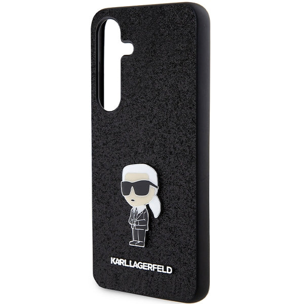 Husa pentru Samsung Galaxy S24+ S926, Karl Lagerfeld, Glitter Ikonik Karl Logo, Neagra