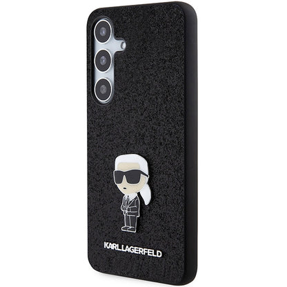 Husa pentru Samsung Galaxy S24+ S926, Karl Lagerfeld, Glitter Ikonik Karl Logo, Neagra