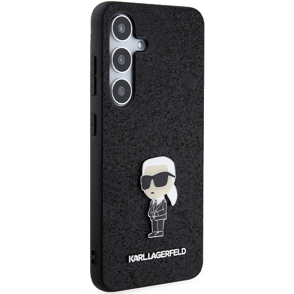 Husa pentru Samsung Galaxy S24+ S926, Karl Lagerfeld, Glitter Ikonik Karl Logo, Neagra