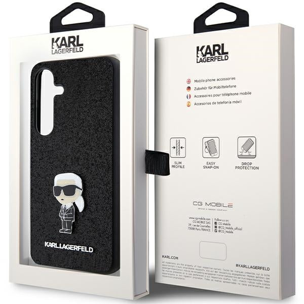 Husa pentru Samsung Galaxy S24+ S926, Karl Lagerfeld, Glitter Ikonik Karl Logo, Neagra