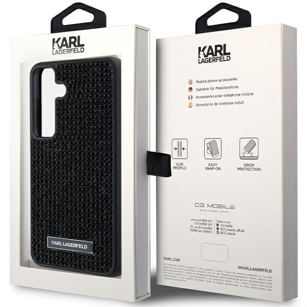 Husa pentru Samsung Galaxy S24+ S926, Karl Lagerfeld, Rhinestone Metal Plate, Neagra